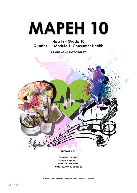 mapeh 10 4th quarter module 1|GRADE 10 .